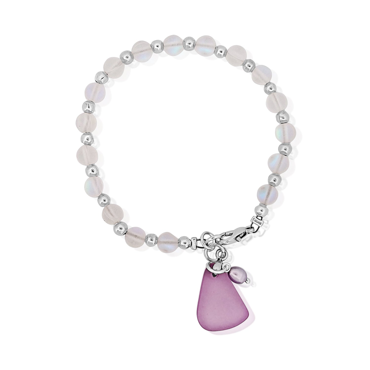 BESHEEK Mermaid Beads, Lavendar Purple Seaglass and Freshwater Pearl B